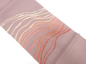 アンティーク　手織り紬　よろけ横段模様織り出し袋帯(材料)